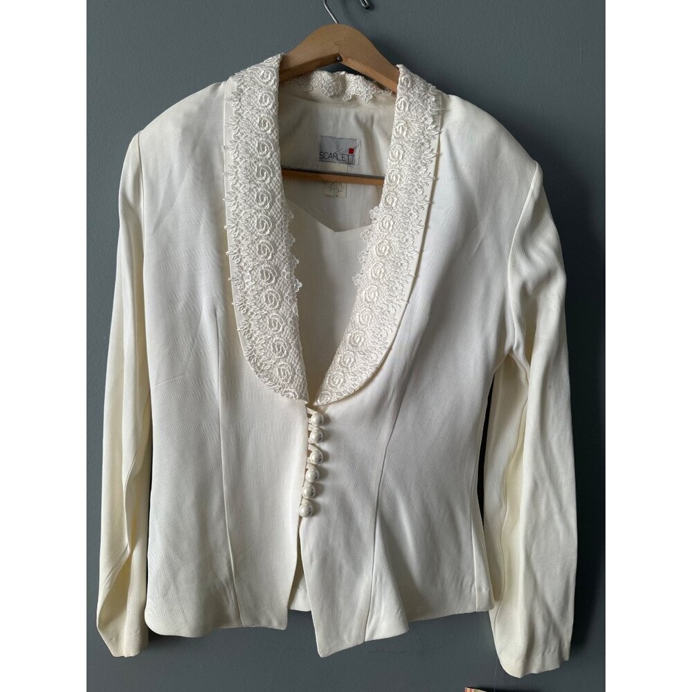 NWT Women’s 7/8 Scarlett Ivory Two-Piece Blazer & Skirt Set Old Money Academia - Picture 4 of 11